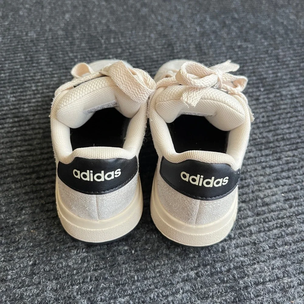 Adidas Grand Court 2.0 Kids Sneakers Cream Black 11K JR5589 Low Top Shoes casual